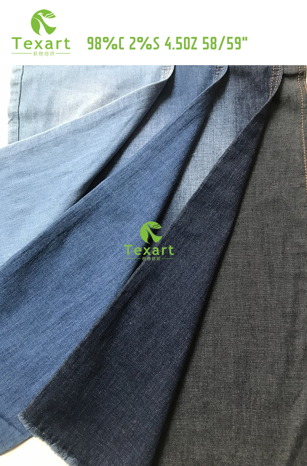 4.5oz Blue Wholesale Woven Stretch Denim Fabric